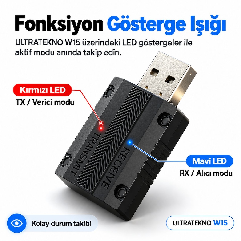 W15 Bluetooth 5.3 AUX Alıcı Verici RX TX Araç TV PC Ses Adaptörü - 4