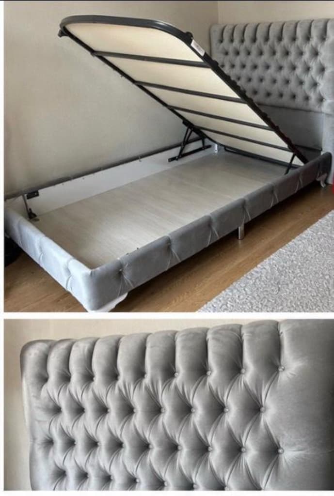 Ankara/ BRN 100×200 Taş Detaylı Bazalı Tek Kişilik Yatak + yaylı yatak - 2