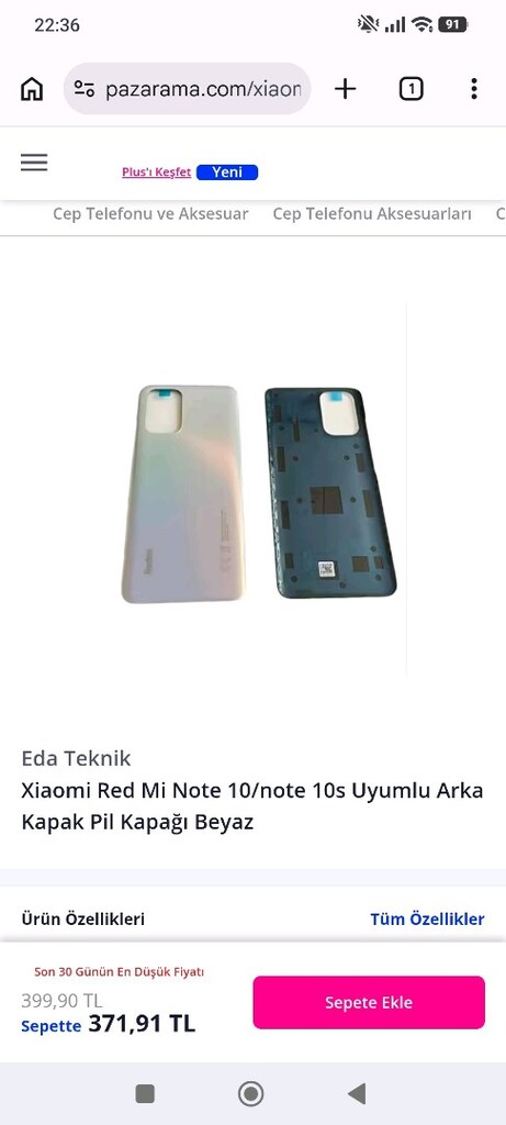 Xiaomi Redmi Note 10 4 G Arka Batarya Kapağı Beyaz Çıkma - 5