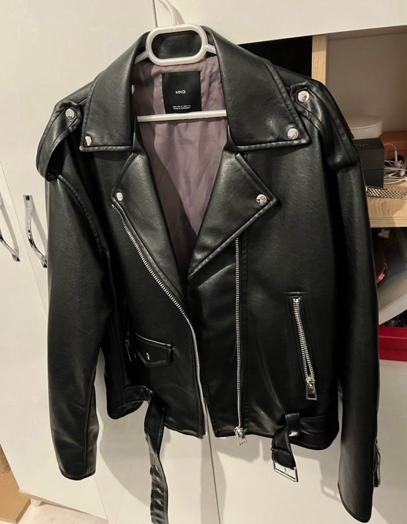 Mango Siyah Biker Deri Ceket