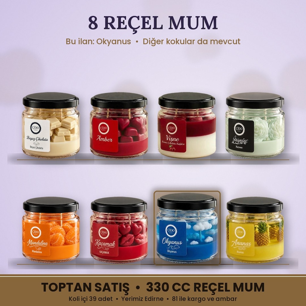 ÇİDO MİRİS REÇEL KAVANOZ MUM OKYANUS 330 CC | TOPTAN SATIŞ - 3