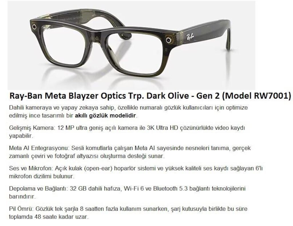Ray-Ban Meta gen 2 sıfır Akıllı gözlük. Almanya’dan . - 5