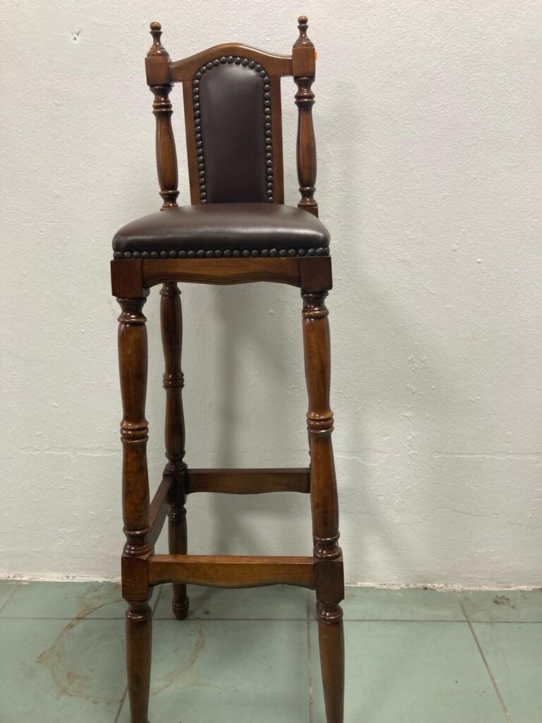 Vintage Fransız deri bar sandalyesi - 3