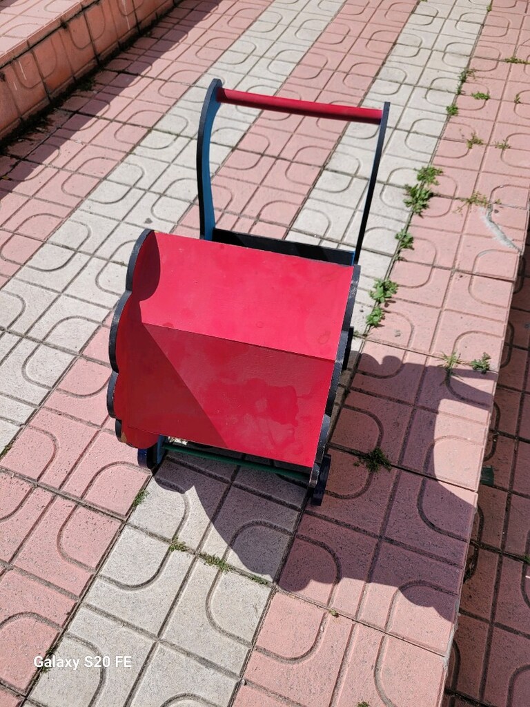 el yapımı bebek arabası süs ahşap - 2