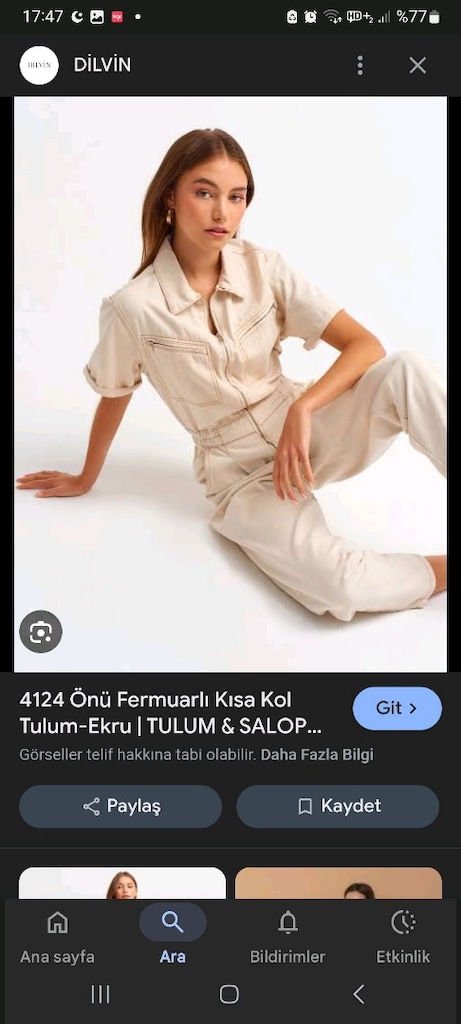 dilvin önü fermuarlı tulum