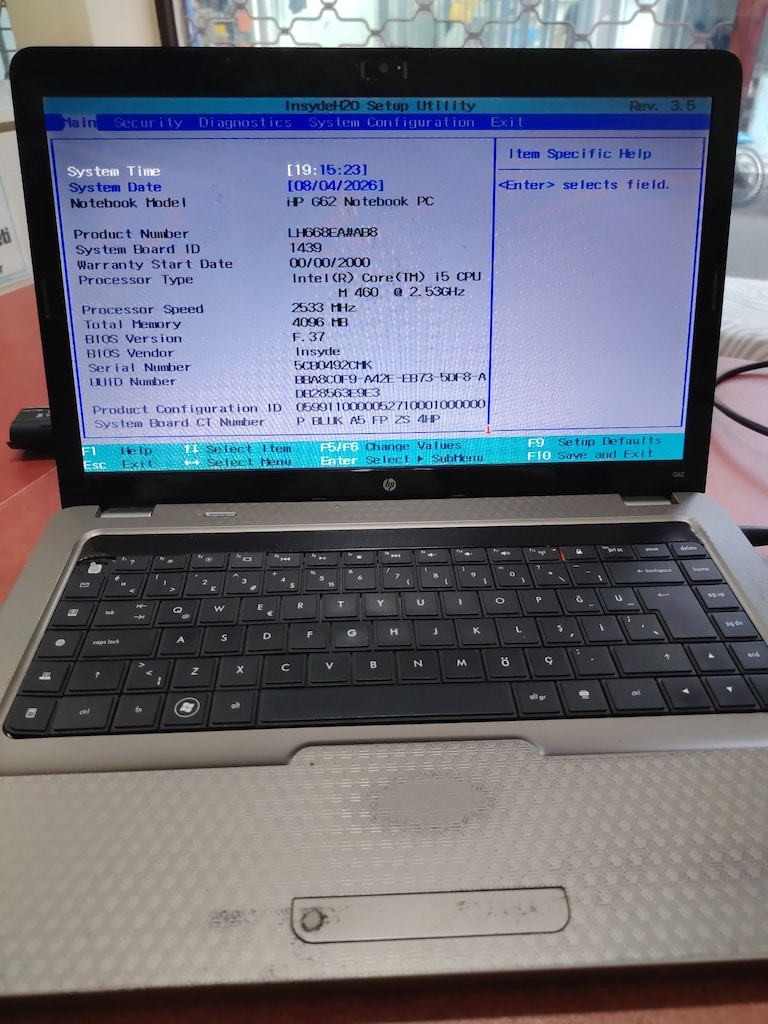HP G62 CI5 M460 6GB RAM 15,6" 256GB SSD HDD NB - 16