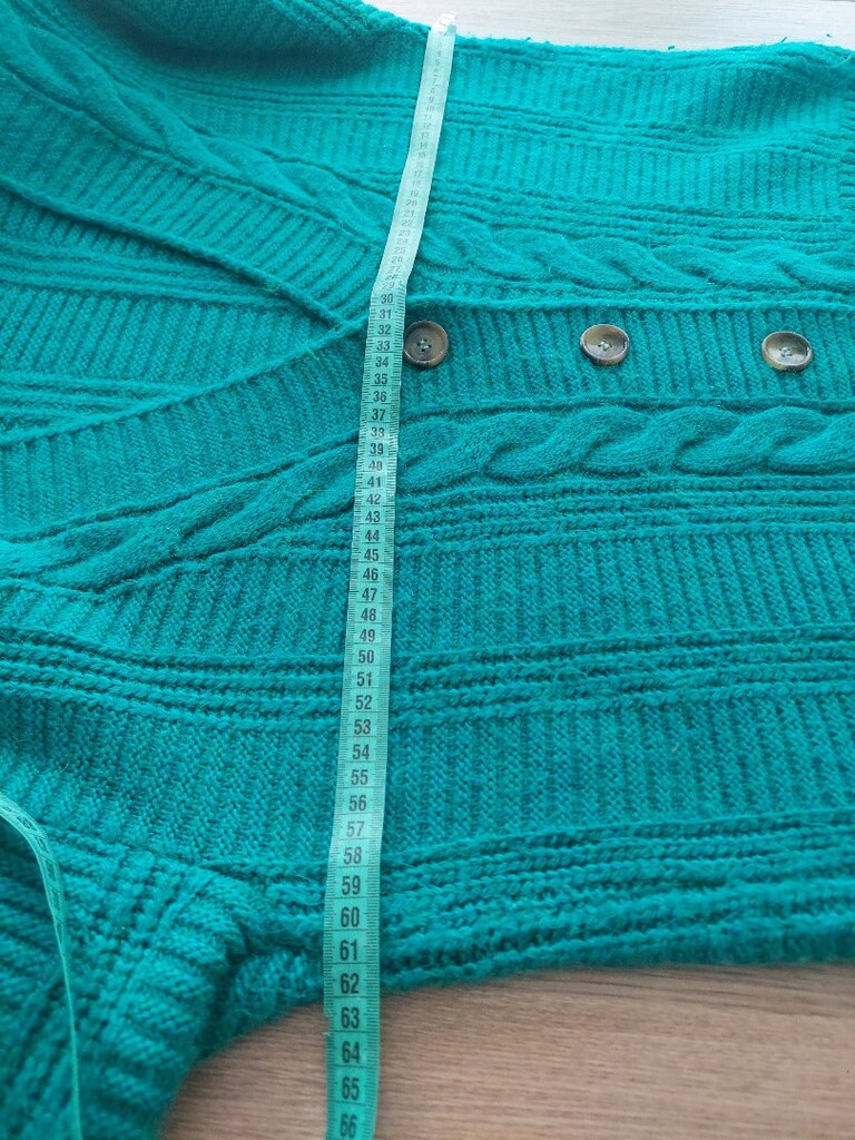 Vintage Stil Oversize Kesim V Yaka Yeşil Örgü Hırka - 6