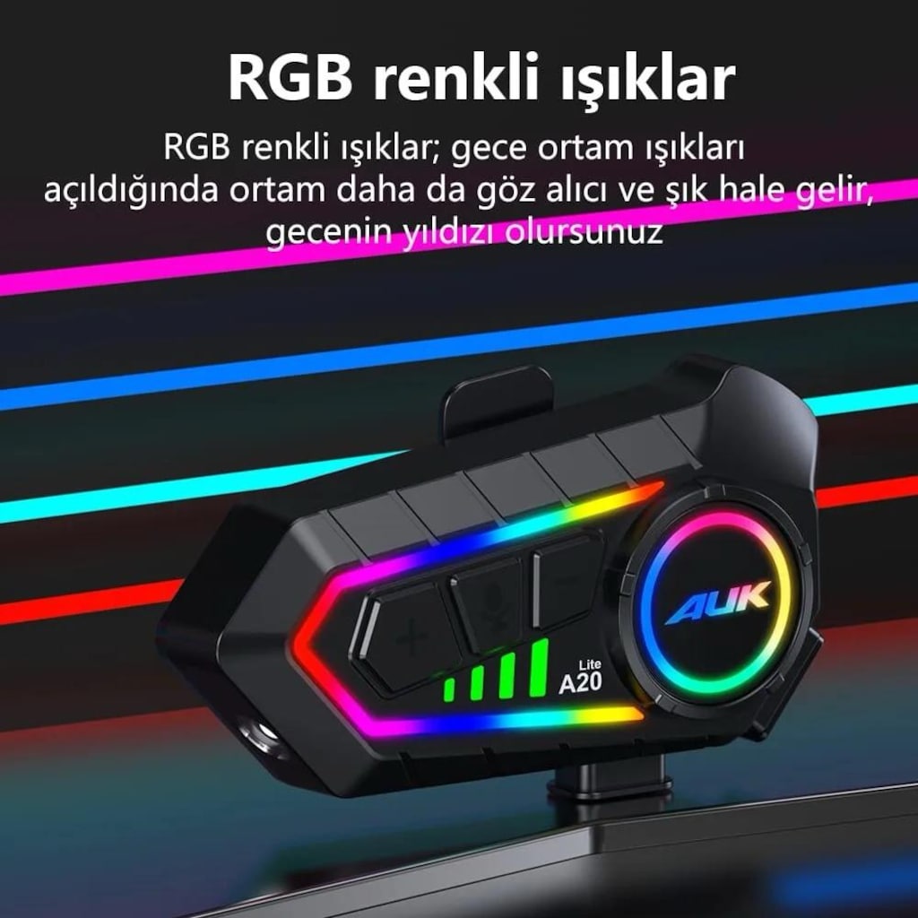 AUK A20 LİTE BLUETOOTH KASK KULAKLIĞI (2 Eşleşmeli) - 2