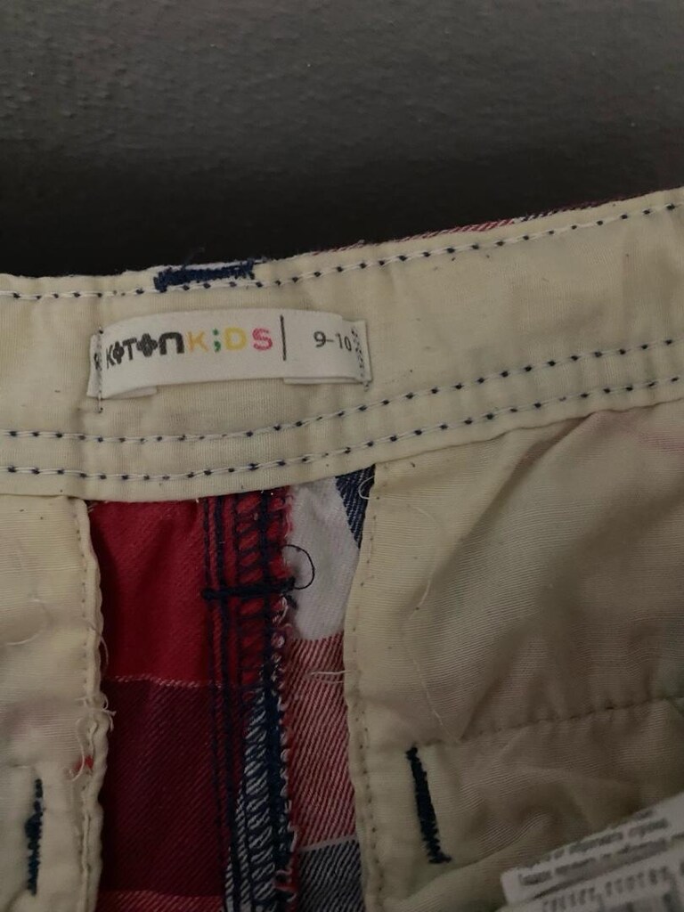 Çocuklar için kısa boy şortlar; bordo, turuncu, yeşil ve ekose desenl - 9
