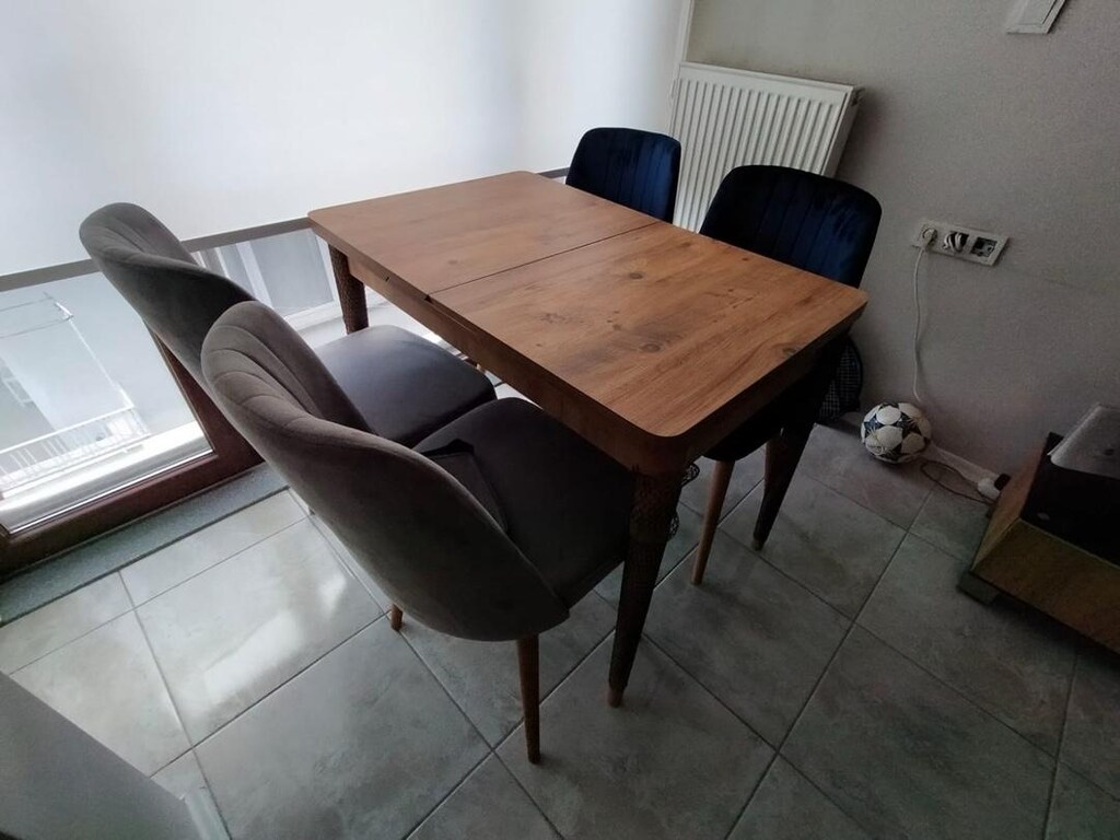 70*110cm mdf açılabilir yemek masası 4 adet kaliteli sandelye - 2