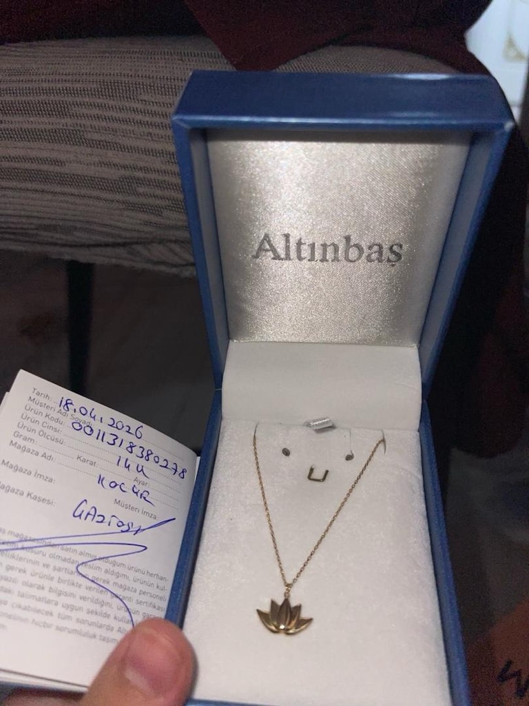 altınbaş 14 ayar altın lotus çiçekli kolye - 2