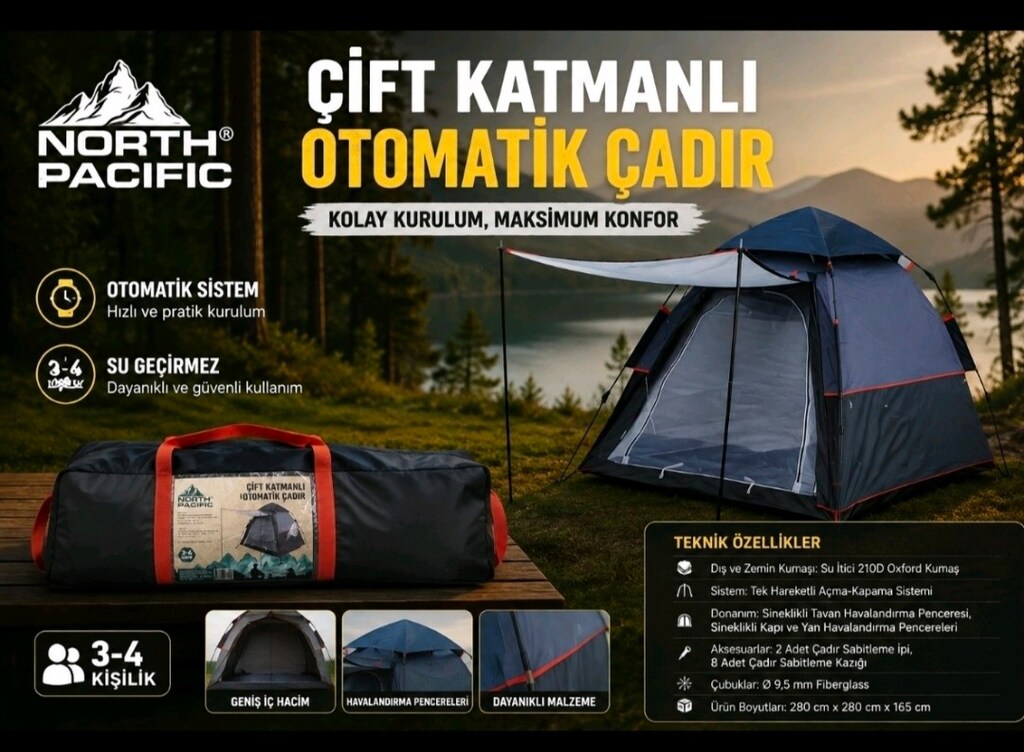 Northpasific Çift Katmanlı Otomatik Çadır - 2