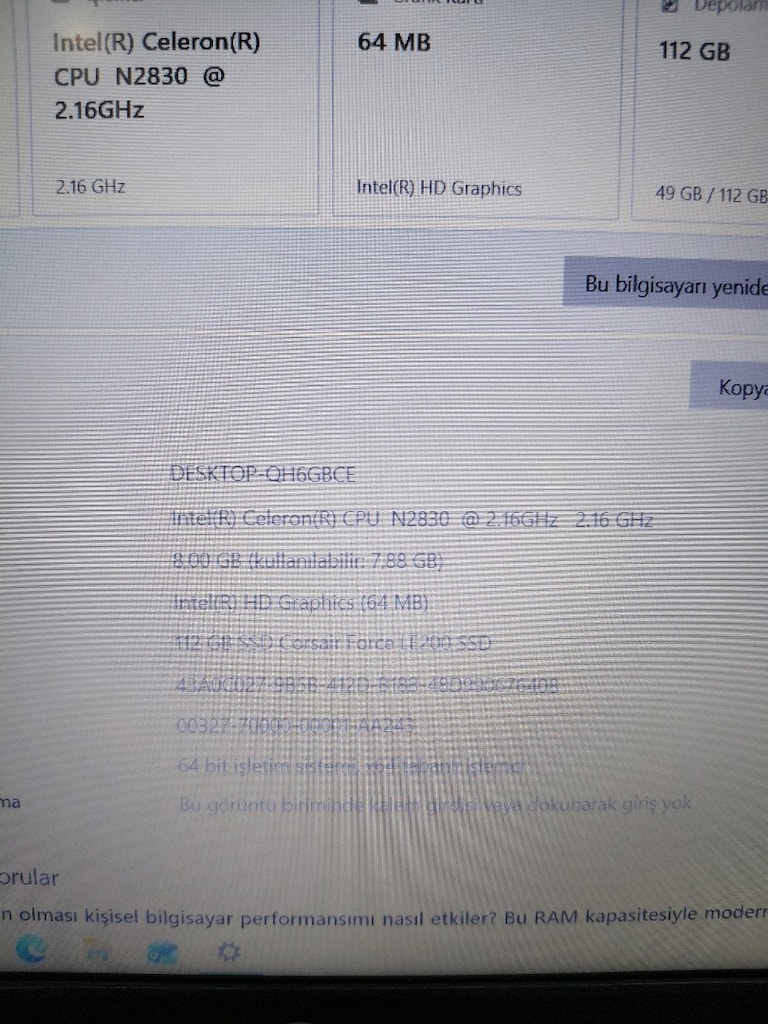 CASPER 15.6 İNÇ FHD ÇÖZÜNÜRLÜKLÜ SSDLİ TERTEMİZ LAPTOP! - 9