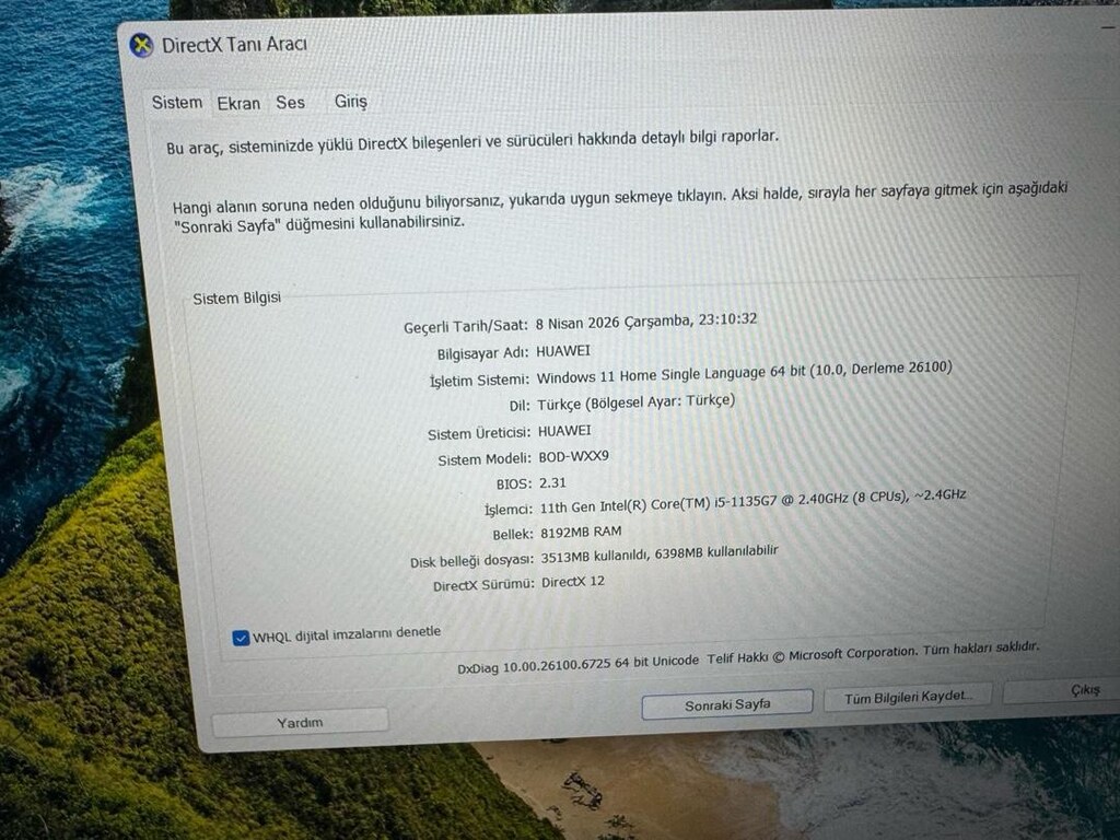 Huawei i5 11.Nesil 8/256 - 6