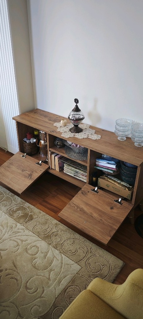 TV Sehpası Ahşap Retro/Vintage Konsol – 2 Kapaklı, Orta Raflı - 2