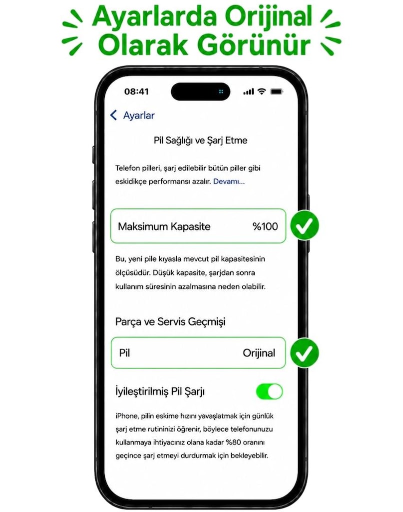iPhone 15 Pro Max Jcid Batarya Uyarı Hata Vermez Ayarlarda Orjinal Yaz - 2