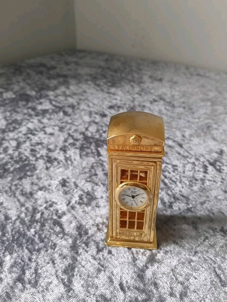 Vintage altın renginde minyatür saat - 2