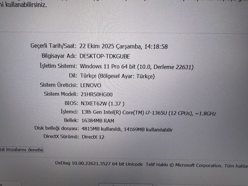THİNKPAD X1 YOGA İ7 13. NESİL 16 GB RAM 512 NVME DOKUNMATİK - 7