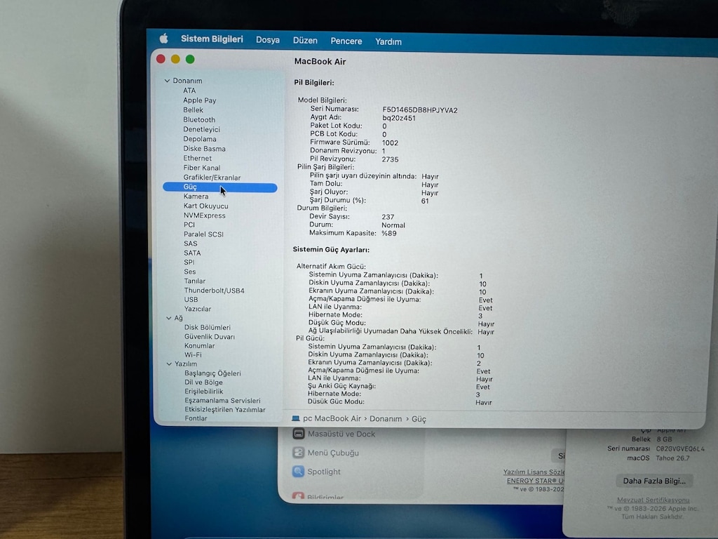 APPLE MACBOOK M1 2020 + 89 SAĞLIK LAPTOP - 8