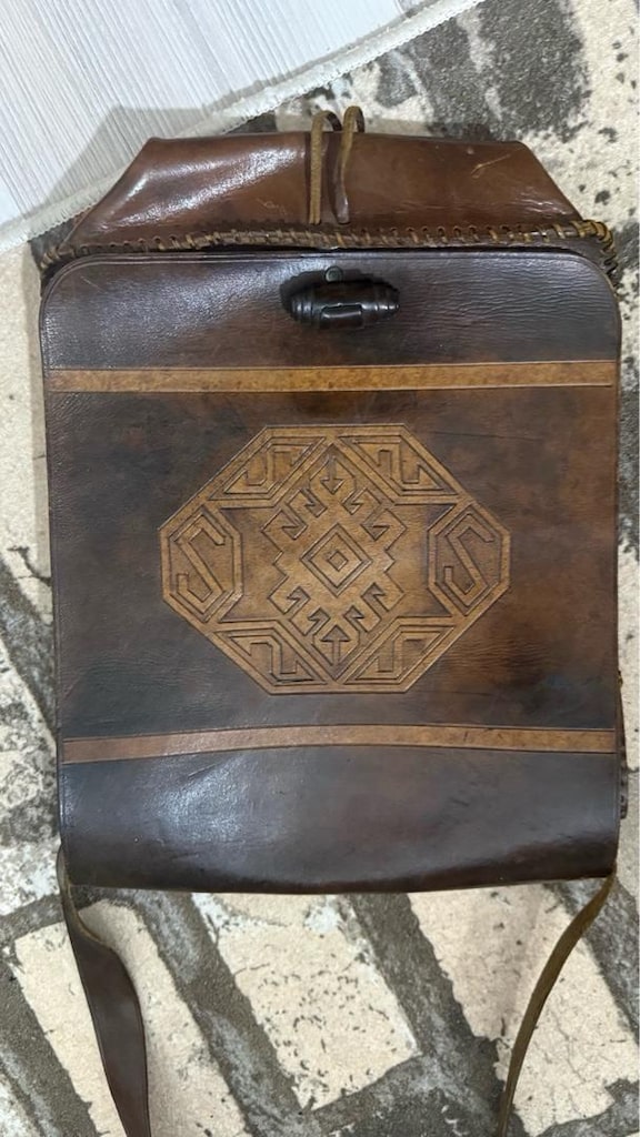 1970'ler Gerçek Vintage Hakiki Deri Otantik Çanta (50 Yıllık) Koleksi - 6