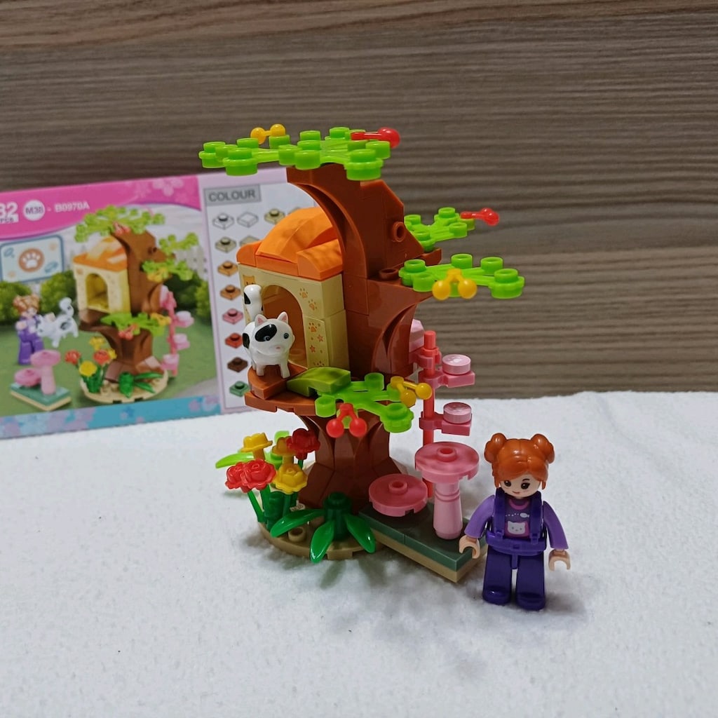 Kılavuzlu & Minifigürlü Kedi Yuvalı Ağaç Ev Yapı Blokları Seti - 2