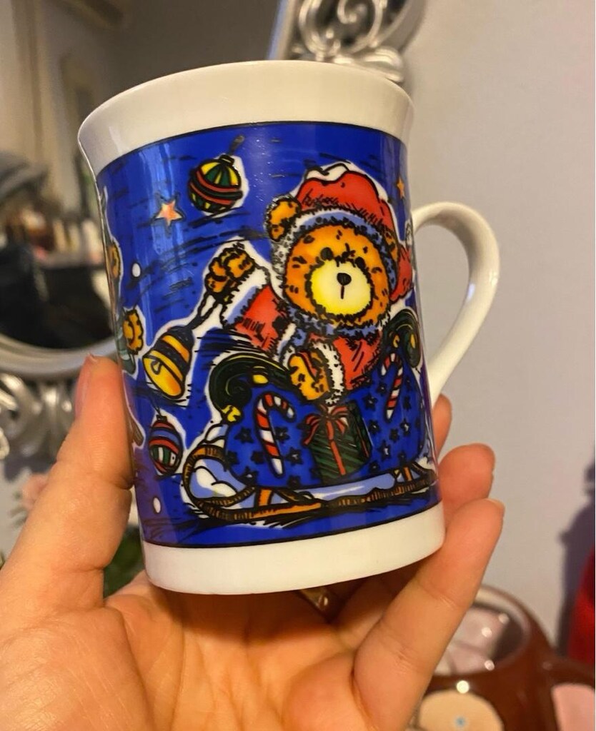 Vintage Teddy Bear Temalı Porselen Kupa Bardak - 7