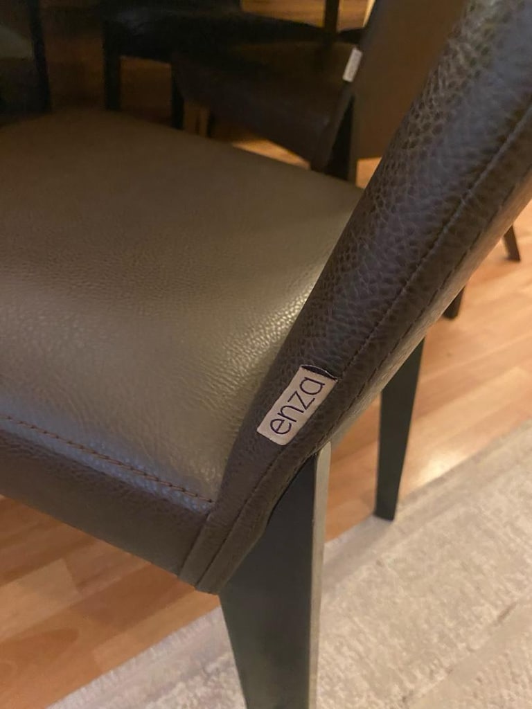 Enza Home Yemek Odası Takımı – 6 Sandalye, Cam Masa ve Büfe - 4