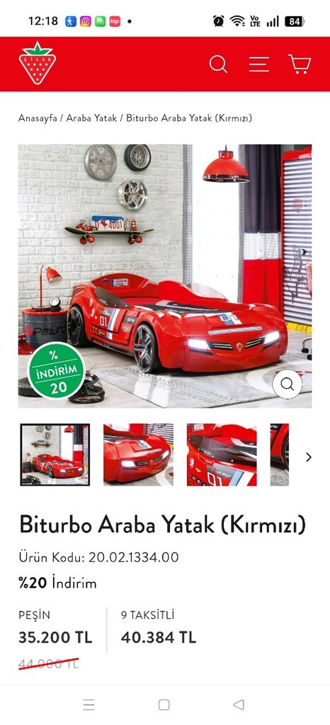 çilek champion racer araba yatak, üç kapılı dolap - 5