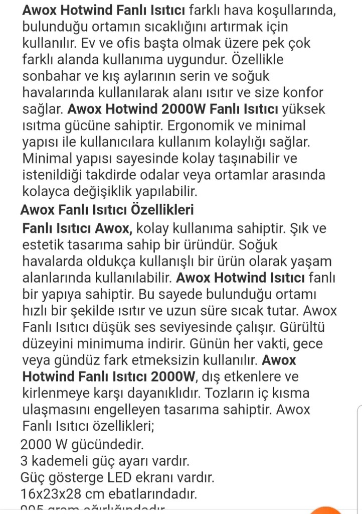 AwoxHotwınd fanlı soğutucu serinletici ısatıcı sıfır garantili ktusnda - 5