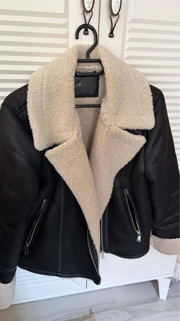 peluş deri mont