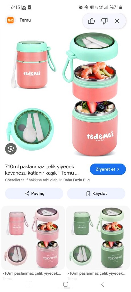 Tantitoni yemek taşıma kabı. Çelik Yemek kabı. Tertemiz. - 5