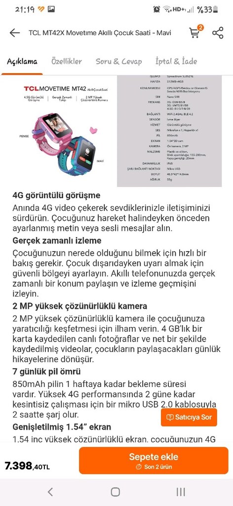 TCL MT42X Akıllı Çocuk Saati - 14