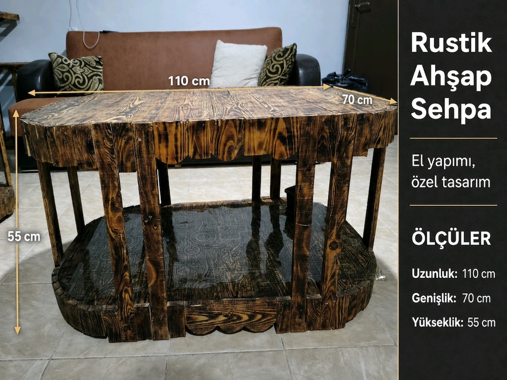Rustik Ahşap Sehpa – El Yapımı Özel Tasarım - 3