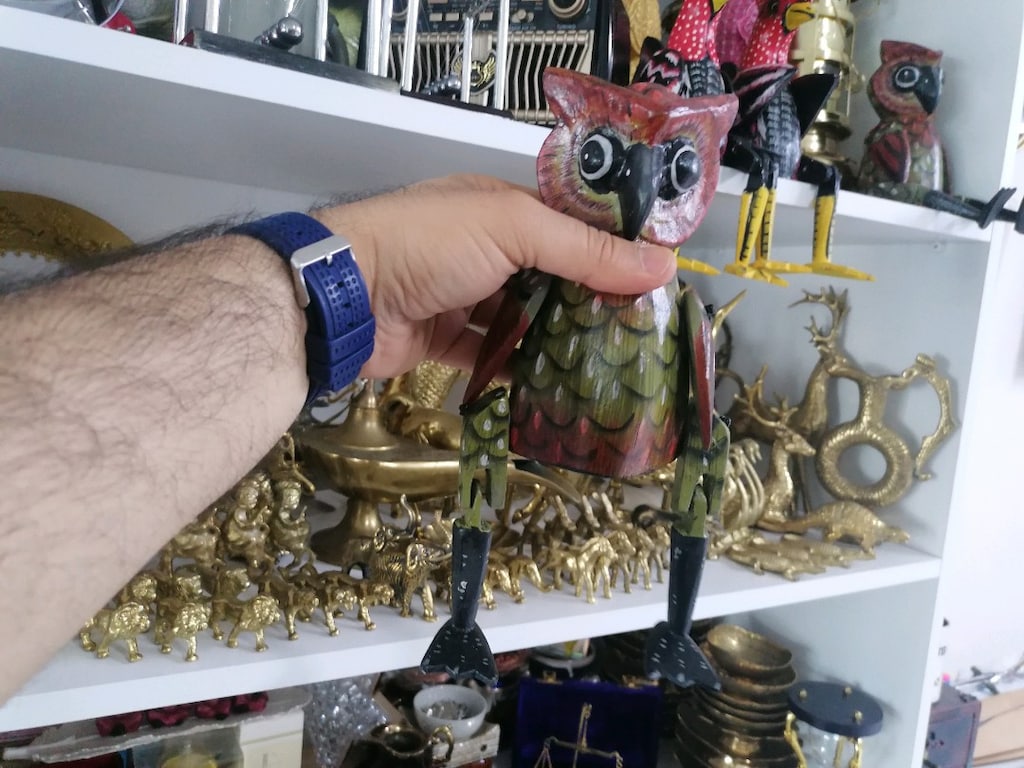 Ahşap oturan horoz ve Baykuş biblolar, oynar bacak ve kollu modeller - 3