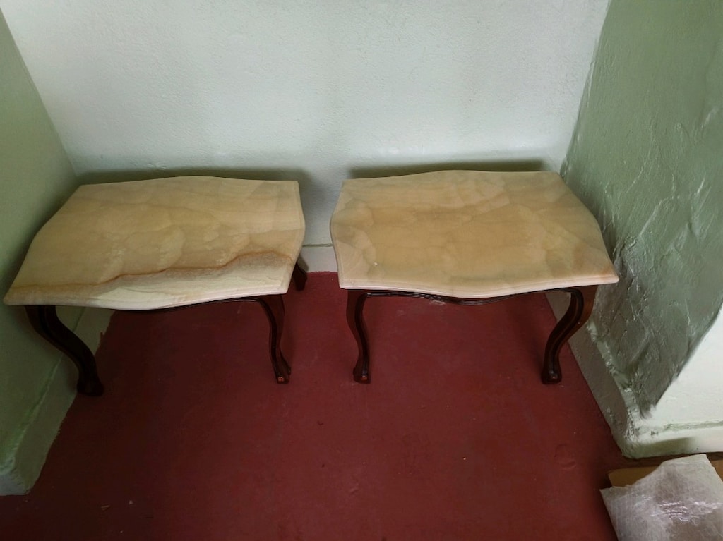 1980'lerden Kalma Nostaljik / Vintage Mermer Sehpa Takımı (2 Adet) - 6