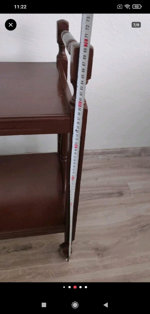 Antika Tekerlekli Ahşap Servis Arabası - 9