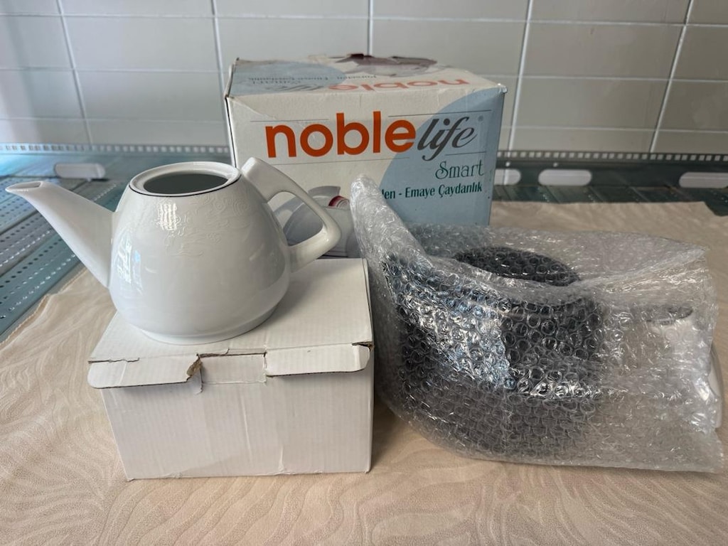 Sıfır, Hiç Kullanılmamış Noble Life Porselen & Emaye Çaydanlık Takımı - 3