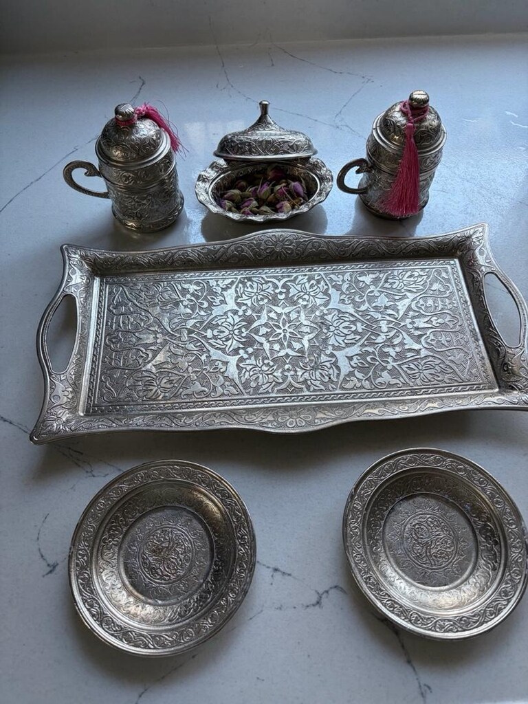 kahve takımı , bakır , el işçiliği - 3