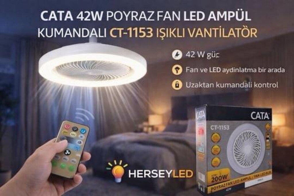 Cata CT-1153 Poyraz Ledli Fan Vantilator Kumandalı Tavan Vantilatör - 5