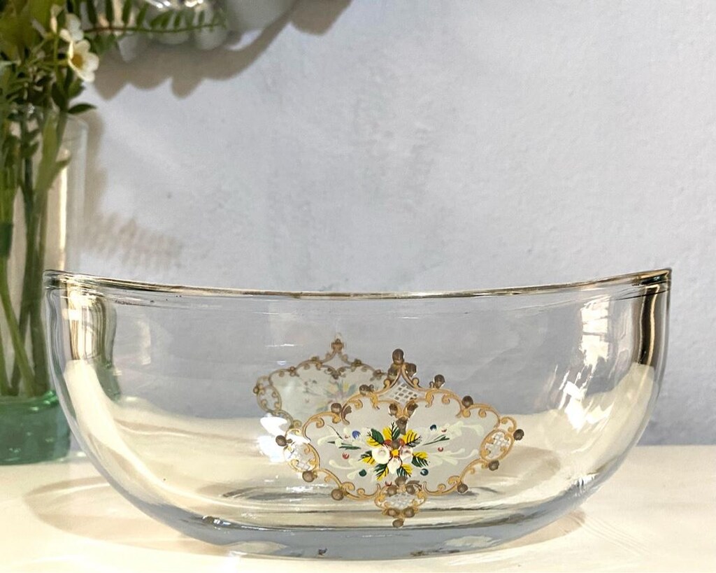PAŞABAHÇE Butik Vintage El Boyama Cam Jardinyer & Gondol - 15