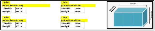 SIFIR kullanılmamış 5 adet "Tül Keten Perde" + 5 adet "Güneşlik"