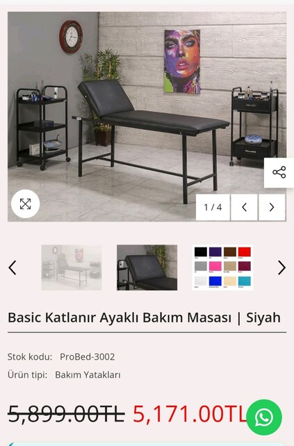 basic bakım yatağı / dövme koltuğu (katlanabilir)