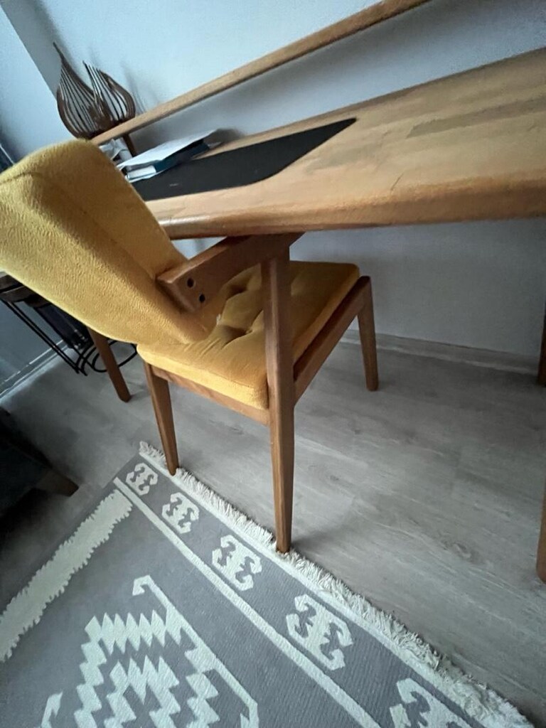 masif ahşap çalışma masası ve sandalye - 3