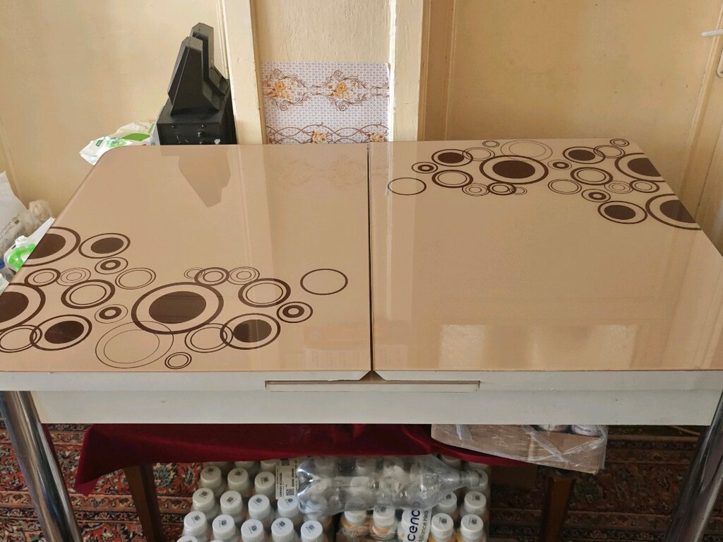 ev eşyası çatal camli laçılabilir masa 5 sandelye mutfak masası takımı - 5