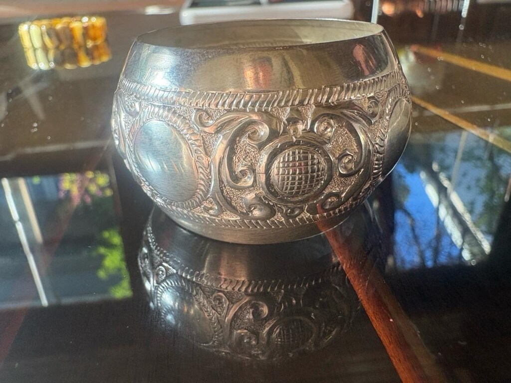 Antika Vintage Gümüş Peçetelik 27gr - 6
