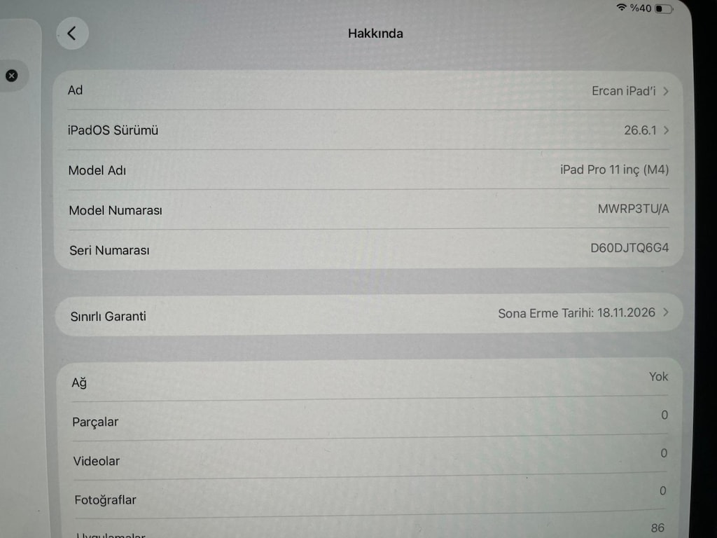 Apple iPad Pro M4 Wifi+Cellular 1 TB 11" Nano-Texture-Garantili - 5