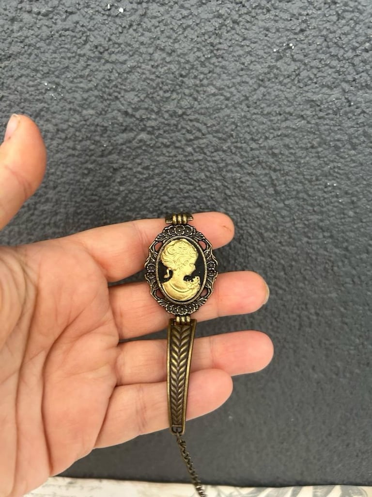 siyah altın Vintage Cameo takı seti - 11