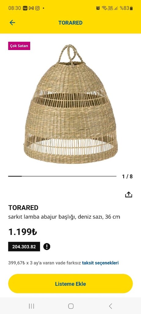 İkea Torared Hasır Abajur - 5