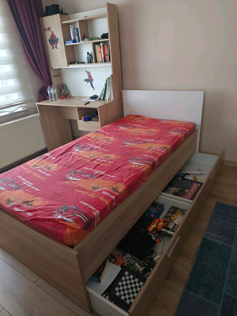 Adore Çocuk Odası Gardrop Karyola Yatak Kütüphaneli Çalışma Masası - 3