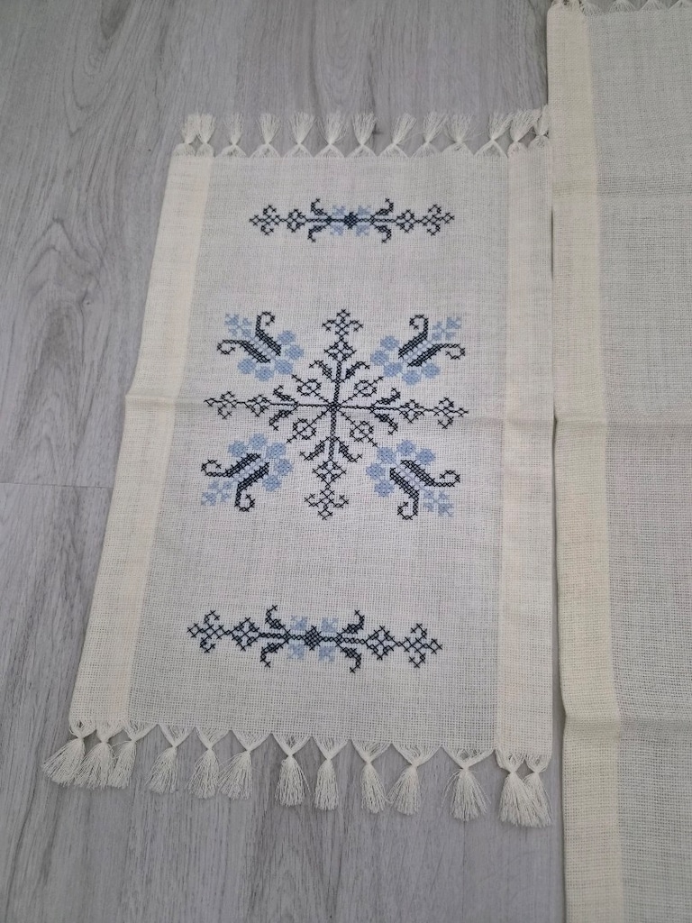 Linen kumaş el işi etamin salon takımı - 3